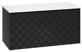 Crosswater Vergo Badkamermeubelset - 99.8x47.6x45.5cm - wastafelblad marble effect - 1 lade - mat zwart SW876360 SW487254