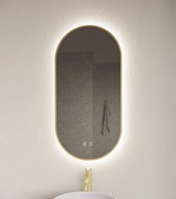 Gliss Design Aura ovale spiegel 50x100cm met LED-verlichting en verwarming goud