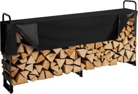 VEVOR Haardhoutrek Metaal 259 x 36 x 117 cm Haardhoutrek Stalen frame Gepoedercoate haardhoutschuilplaats 300 kg met waterdichte hoes Stapelhulp Houtschuilplaats voor veranda Tuin Patio Tuin