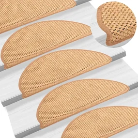 vidaXL Trapmatten zelfklevend 15 st sisal-look 65x25 cm oranje