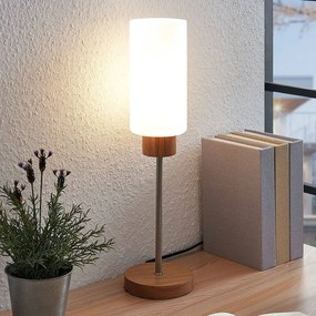 Nicus houten tafellamp met glazen kap - lampen-24