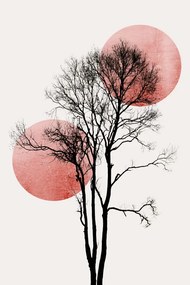 Ilustratie Sun and Moon hiding ROSÈ, Kubistika