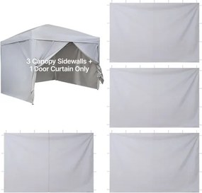 VEVOR 4 zijpanelen voor partytent, zijpanelen voor een opvouwbare partytent van 3 x 3 m, waterdichte zijzeilen met zonwerende PU-coating, zijpaneel met ritssluiting voor buitenactiviteiten en kamperen, wit