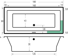 Xenz Society ligbad 180x80x50cm ebony mat zwart