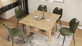 BRAVO artisan eiken – uitschuifbare en in hoogte verstelbare salontafel, tafel met plank