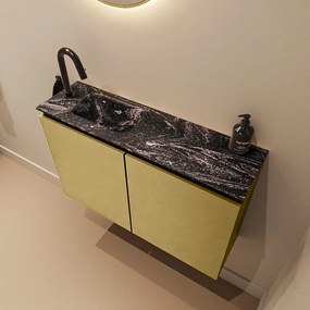 Mondiaz Ture DLux toiletmeubel 80cm oro met wastafel lava links met kraangat