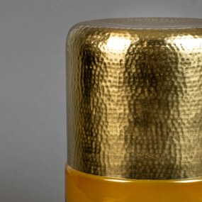 Dutchbone Cave Gouden Bijzettafel Met Amber Glas - 35 X 35cm.