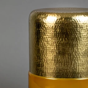 Dutchbone Cave Gouden Bijzettafel Met Amber Glas - 35 X 35cm.