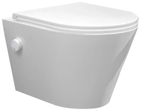 Mueller Afesta randloos toiletpot met bidetsproeier warm/koud en platte softclose zitting wit glans