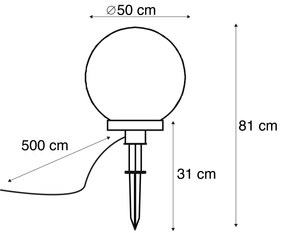 Buitenlamp met grondpin 50 cm IP44 - Bol Modern E27 IP44 Buitenverlichting