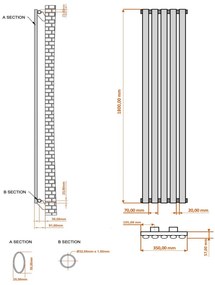 Eastbrook Tunstall radiator 35x180cm 750W zwart mat