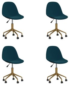 vidaXL Eetkamerstoelen draaibaar 4 st fluweel blauw