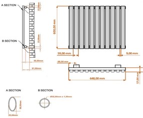 Eastbrook Tunstall radiator 65x60cm 565W zwart mat