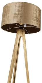 Landelijke tripod vintage hout met kap bruin 50 cm - Tripod Classic Landelijk E27 rond Binnenverlichting Lamp