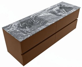 Mondiaz Vica DLux badmeubel 150cm rust 4 lades met wastafel lava dubbel 2 kraangaten