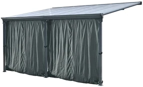 San Diego aluminium terrasoverkapping met gordijnen 4,3 x 3 m CoverTech antraciet