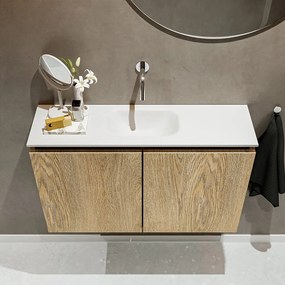 Mondiaz Ture 80cm toiletmeubel washed oak met wastafel talc midden geen kraangat