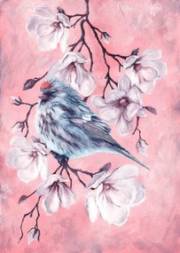 Ilustratie Small Bird on the branch of, oxygen