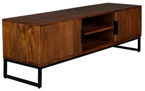 Mangohout Tv-meubel Met Ribbels - 140x40x45cm.