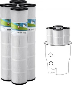 VEVOR zwembadfilterpatroon, 4-pack, vervangingsfilter 12 m², waterfilter, compatibel met Pentair CCP520, R173578, PCC130, veilig voor kinderen en huisdieren, drievoudig geplooid, gemakkelijk schoon te maken