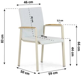 Tuinstoel stapelbaar Aluminium/textileen Taupe-naturel-bruin Lifestyle Garden Furniture Brandon