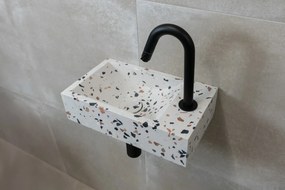 Saniclear Terrazzo fonteinset met gebogen kraan in mat zwart