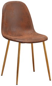 Gouden Teok Stoel Kunstleer Vintage Bruin