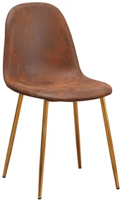 Gouden Teok Stoel Kunstleer Vintage Bruin