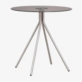Ronde Bijzettafel Van Roestvrij Staal En Gehard Glas Itsoro Ø50 Cm - Sklum