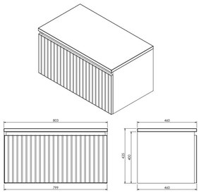 Fontana Astro badmeubel ribbelfront 160cm met dubbele wastafel met kraangaten zwart mat