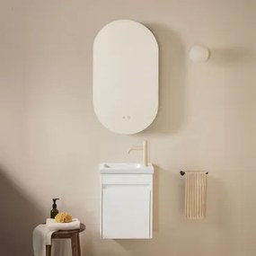 Badkamermeubelset In Hout Met Geïntegreerde Wastafel Narek Wit & Ovaal Met Opbergruimte Zwart 50x90 Cm Oricsa & Tapioca Beige ↑20 - Sklum