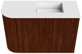 Mondiaz Joya 60cm toiletmeubel ronding links ruby met wastafel faye rechts 1 kraangat talc