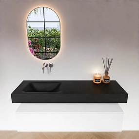 Zaro Alan badmeubel 140cm talc 1 lade met vrijhangende wastafel cloud links zonder kraangat urban