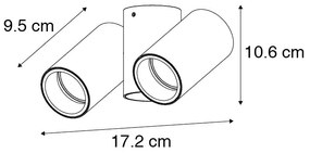 Design Spot / Opbouwspot / Plafondspot messing 2-lichts verstelbaar - Michael Design GU10 Binnenverlichting Lamp