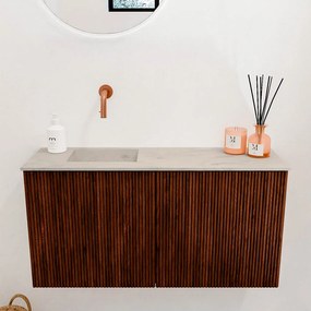 Mondiaz Joya DLux 80cm toiletmeubel ruby met wastafel faye links zonder kraangat opalo