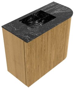 Mondiaz Joya DLux 50cm toiletmeubel ronding rechts oak met wastafel faye links zonder kraangat lava