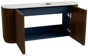 Mondiaz Joya DLux 95cm toiletmeubel ronding links/rechts walnut met wastafel faye midden 1 kraangat ostra