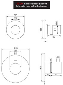 Brauer Brushed Edition inbouwthermostaat met 2 stopkranen RVS geborsteld PVD