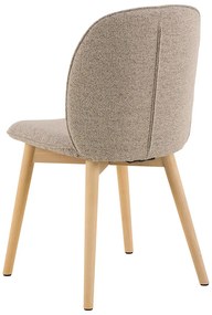 Eetkamerstoel Met Houten Poten Beige Boucle