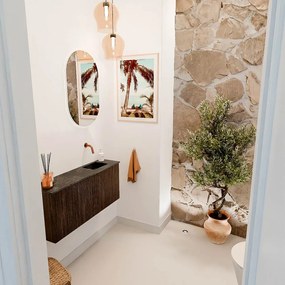 Mondiaz Joya DLux 90cm toiletmeubel walnut met wastafel faye rechts zonder kraangat lava