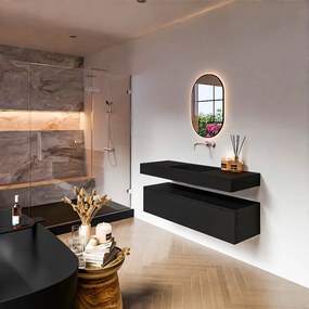 Zaro Alan badmeubel 130cm urban 1 lade met vrijhangende wastafel cloud midden zonder kraangat urban