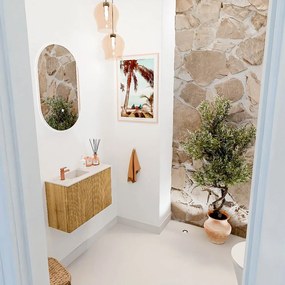 Mondiaz Joya DLux 60cm toiletmeubel oak met wastafel faye links 1 kraangat meli