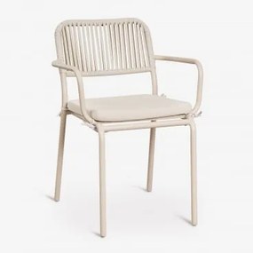 Set Van 2 Stapelbare Tuinstoelen Met Armleuningen In Gevlochten Touw Arhiza Tapioca Beige - Sklum
