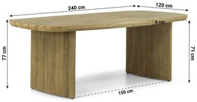 Dining Tuintafel  240 x 120 cm Teak Old teak greywash Falcon