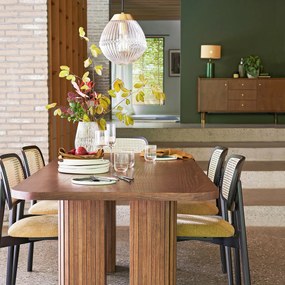 Hanglamp in messing en geribbeld glasØ26 cm, Ari