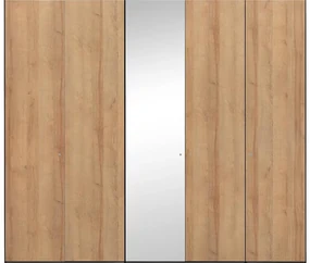 Goossens Kledingkast Easy Storage Ddk, Kledingkast 253 cm breed, 220 cm hoog, 4x draaideur en 1x spiegel draaideur midden