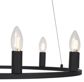 Industriële hanglamp zwart 7-lichts - Knight Industriele / Industrie / Industrial rond Binnenverlichting Lamp