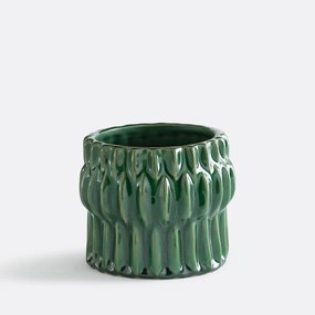 Bloempot van reliëfkeramiek, diameter 13,5 cm, KYRIA