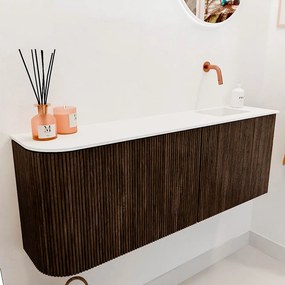 Mondiaz Joya 110cm toiletmeubel ronding links walnut met wastafel faye rechts zonder kraangat talc