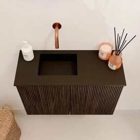 Mondiaz Joya 60cm toiletmeubel walnut met wastafel faye links zonder kraangat urban